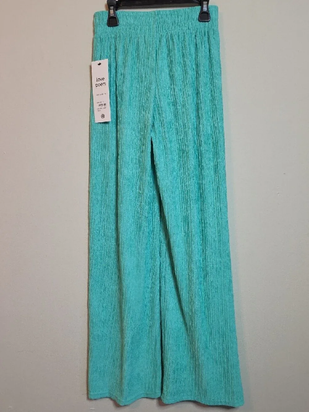 Two Piece Spearmint Love Poem Plisse Wide Leg Set
